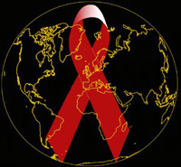 Aids Ribbon covering the World