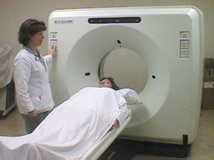 Woman getting a CT Scan