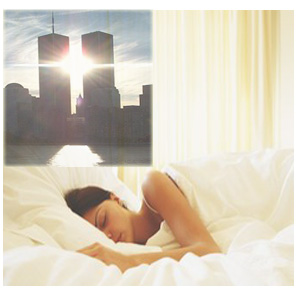 Sleeping woman and Twin Towers