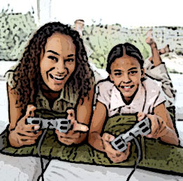 Girls playing Video Games