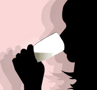 Girl Silhouette Drinking Milk