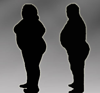 Obese Man, Woman Silhouette