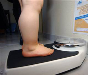 Overweight Child on Weighing Scale