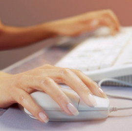 Woman using Mouse and Keyboard