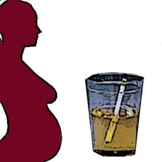 Pregnant lady silhoutte and Urine sample