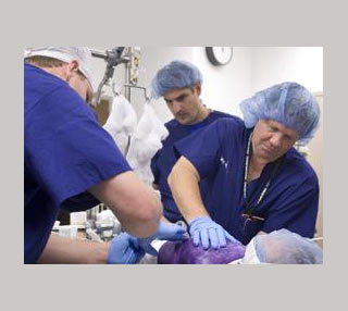 surgeons casting scoliosis