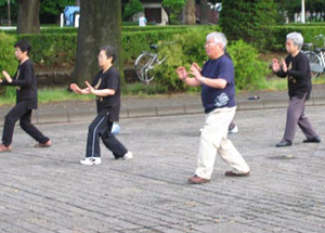 Old people practising Tai Chi