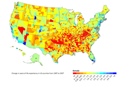 US Counties Life Expectancy Female